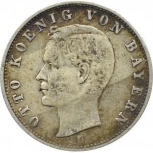 Niemcy, Bawaria, Otto, 2 marki 1907 D, Monachium