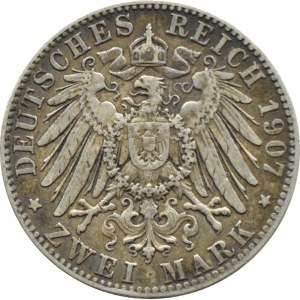 Niemcy, Bawaria, Otto, 2 marki 1907 D, Monachium