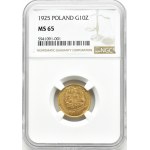 II RP, Bolesław Chrobry, 10 złotych 1925, Warszawa, NGC MS65 - żółte