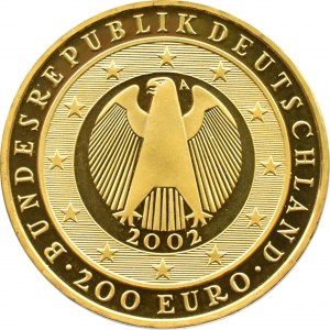 Niemcy, 200 euro 2002 A, Berlin, Wprowadzenie waluty Euro, UNC