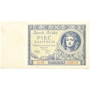 II RP, 5 złotych 1930, seria BO, Warszawa, UNC-