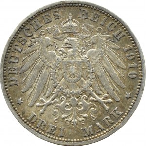 Niemcy, Prusy, Wilhelm II, 3 marki 1910 A, Berlin