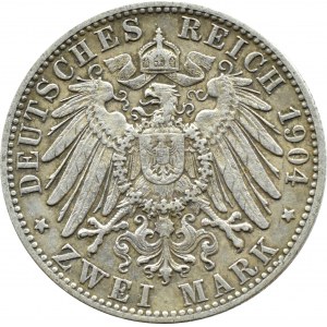 Niemcy, Wirtembergia, Wilhelm II, 2 marki 1904 F, Stuttgart