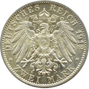 Niemcy, Prusy, Wilhelm II, 2 marki 1912 A, Berlin, PIĘKNE