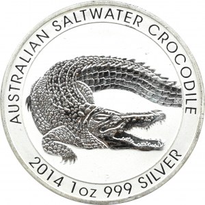 Australia, 1 dolar 2014 P, krokodyl różańcowy, Perth, UNC