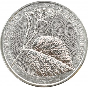 Germania, 5 marek 2022, Linden Leaf, uncja srebra, UNC
