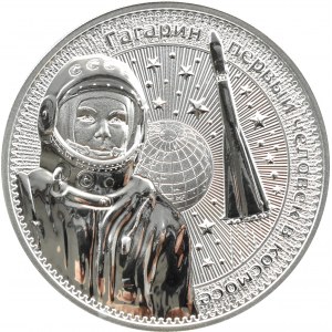 Germania, 10 pabied 2021, Gagarin, uncja srebra, UNC