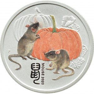 Australia, 25 centów 2020, Rok Myszy, wersja koloryzowana, Perth, UNC