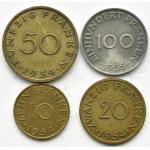 Niemcy, Saarland, komplet 10-100 franków 1954-1955, Paryż