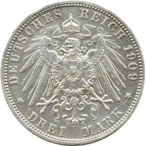 Niemcy, Prusy, Wilhelm II, 3 marki 1909 A, Berlin