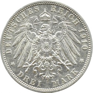 Niemcy, Prusy, Wilhelm II, 3 marki 1910 A, Berlin