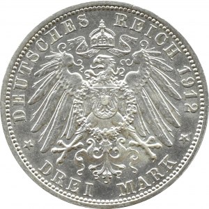 Niemcy, Prusy, Wilhelm II, 3 marki 1912 A, Berlin