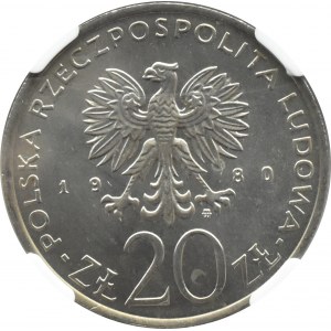 PRL, Olimpiada Moskwa, 20 złotych 1980, Warszawa, NGC MS66