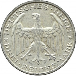 Niemcy, Republika Weimarska, 400 lat Marburga-a, 3 marki 1927 A, Berlin