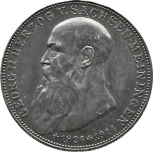 Niemcy, Saksonia-Meiningen, Georg II, 3 marki 1915 D, Monachium