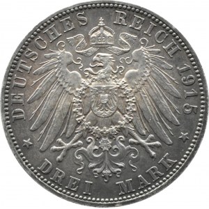 Niemcy, Saksonia-Meiningen, Georg II, 3 marki 1915 D, Monachium