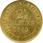 Niemcy, Hannover, Ernest August I, 2 1/2 talara 1843, Hannover, PIĘKNE!