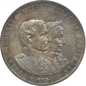 Niemcy, Saksonia, Johann i Amelia, dwutalar 1872 B, Hannover, PCGS MS64