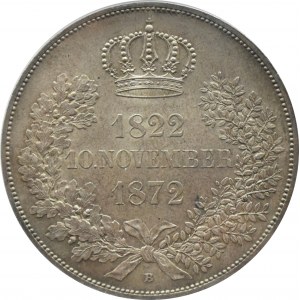 Niemcy, Saksonia, Johann i Amelia, dwutalar 1872 B, Hannover, PCGS MS64