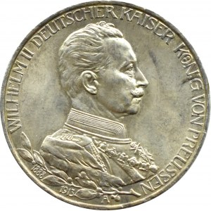 Niemcy, Prusy, Wilhelm II w mundurze, 3 marki 1913 A, Berlin