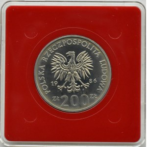 PRL, 200 złotych 1986, Władysław Łokietek, próba, Warszawa, UNC