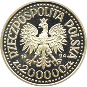 III RP, 200000 złotych 1994, Zygmunt I Stary - półpostać, Warszawa, UNC