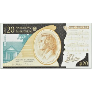 III RP, Fryderyk Chopin, 20 złotych 2009, Warszawa, UNC, NISKI NUMER