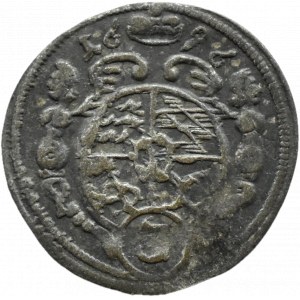 Śląsk, Ks. Oleśnickie, Fryderyk Ulryk I, greszel (3 fenigi), 1696 LL, Oleśnica