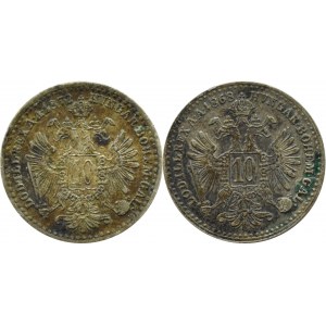 Austro-Węgry, Franciszek Józef I, XIX wiek, lot 10 krajcarówek 1868-1872, Wiedeń