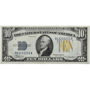 USA, Yellow Seal North Africa Silver Certificate, 10 dolarów 1934, A, Julian & Morgenthau, Piękne!