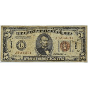 USA, Hawaje, 5 dolarów 1934, Hawaii, seria A