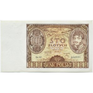 II RP, 100 złotych 1934, seria AV., dodatkowy znak wodny +X+, UNC