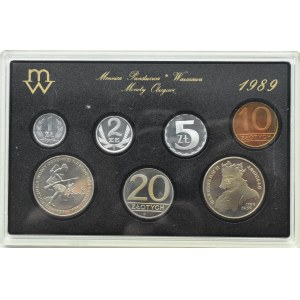 PRL, polskie monety obiegowe, 1-100 złotych 1989, Warszawa, UNC
