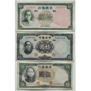 Chiny, Bank of China, lot 5-10 Yuanów 1936-1937