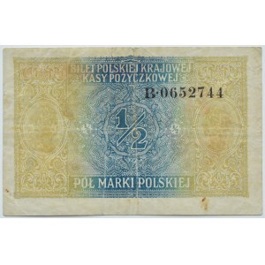 Generalne Gubernatorstwo, 1/2 marki 1916 Generał, seria B
