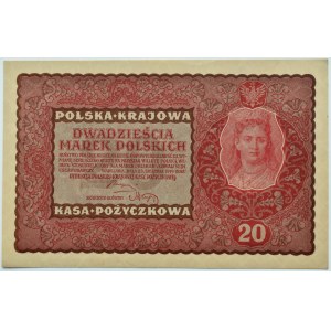 II RP, 20 marek 1919, II seria EF, Warszawa, UNC
