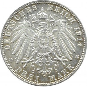 Niemcy, Bawaria, Ludwig III, 3 marki 1914 D, Monachium