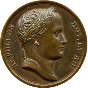 Francja, Napoleon I Bonaparte, medal 1805 upamiętniający zwycięstwo pod Austerlitz, syg. F. Andrieu