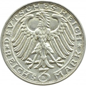 Niemcy, Republika Weimarska, A. Dürer, 3 marki 1928 D, Monachium