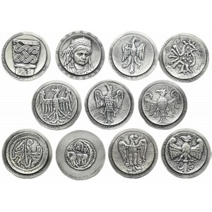 PRL, Seria Królewska PTTK Chełm, lot medali, brąz srebrzony, 70 mm