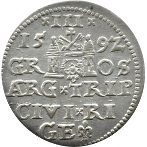 Zygmunt III Waza, trojak 1592, Ryga, bardzo ładny