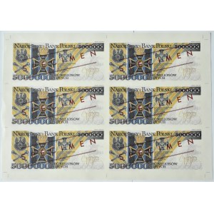 III RP, Arkusz 5000000 złotych 1995 ARK25/100 - seria AA 0000000 - REPLIKA WZÓR