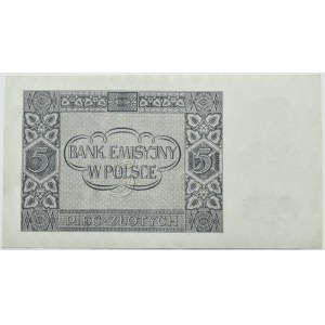 Generalna Gubernia, 5 złotych 1941, seria AE, Kraków, UNC