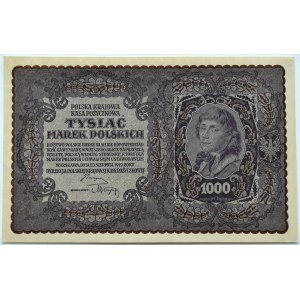 II RP, 1000 marek 1919, I seria AU - typ 7, piękny!