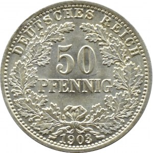 Niemcy, Cesarstwo, 50 pfennig 1903 A, Berlin, UNC, RZADKIE