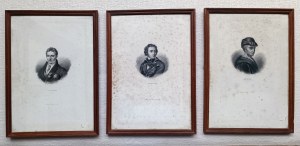 Komplet trzech XIX-wiecznych grafik z wielkimi postaciami francuskiej historii