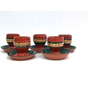 Set of ceramic egg glasses Peacock Eye from Trojan