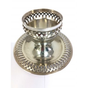 Silver-plated egg cup with saucer, France