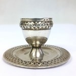 Silver-plated egg cup with saucer, France