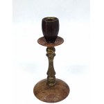 Brass and wood candle holder
